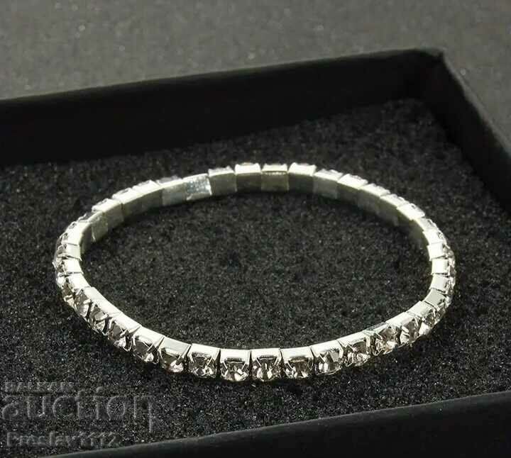 Unisex silver tennis bracelet with zircons