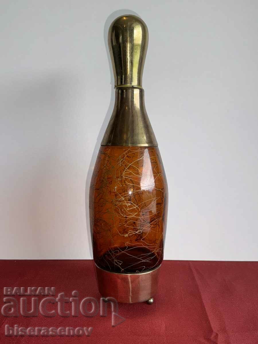 Musical glass bottle with bronze (Handmade)