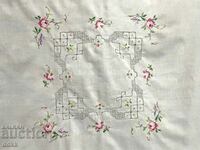 Beautiful tablecloth with hand-embroidered roses