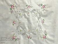 Beautiful tablecloth with hand-embroidered roses