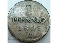 Saxony 1 pfennig 1808 N Germany - rare