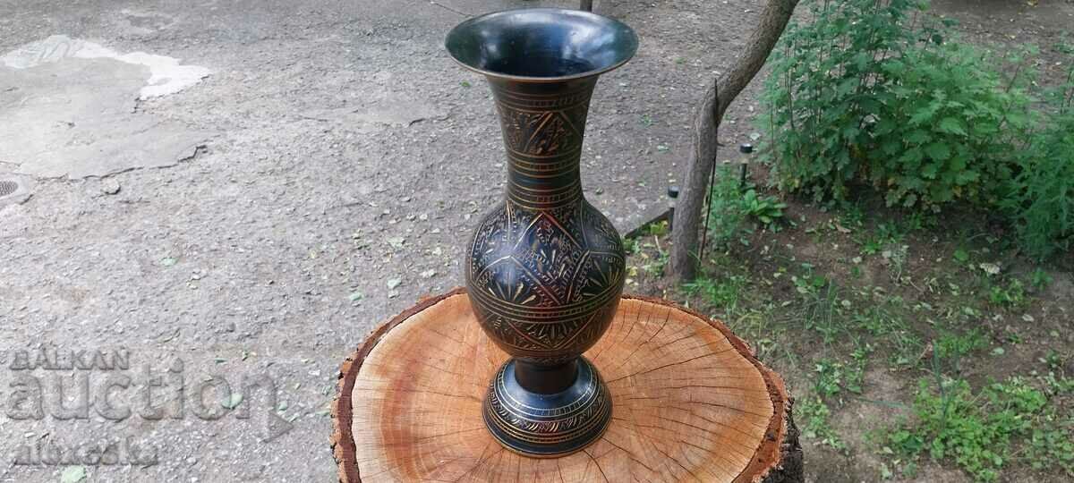 A metal vase
