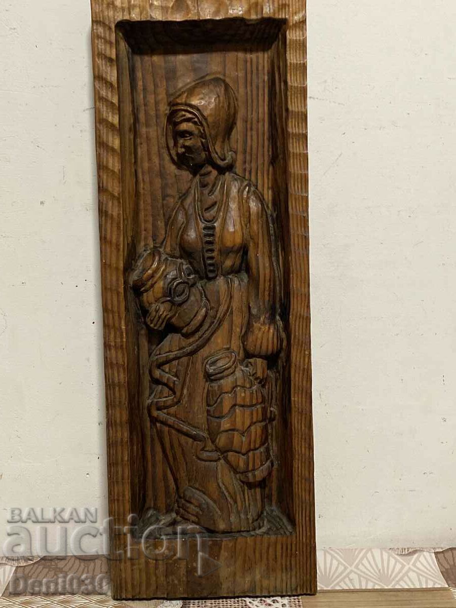 Unique wooden relief panel. Array with marking !!!