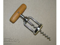 Corkscrew 15 cm rotating with wooden handle, preserved