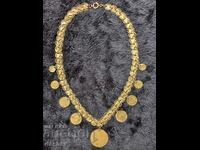 Gilt cordon 9 pendants folk necklace jewelry costume 1905