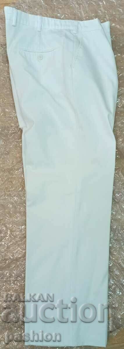 pantaloni albi bleumarin