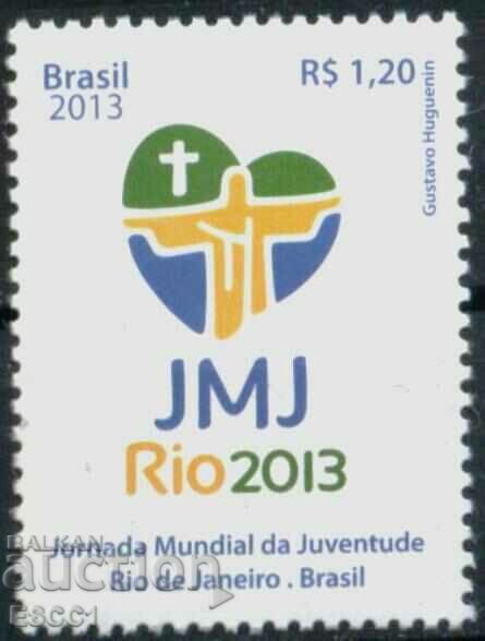Чиста марка Световен ден на младежта Рио  2013 от  Бразилия