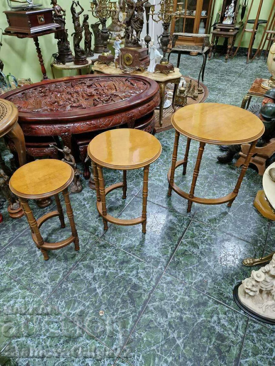 Great antique set of 3 French side tables