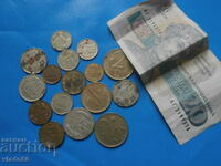 Old Bulgarian coins + 20 BGN banknote