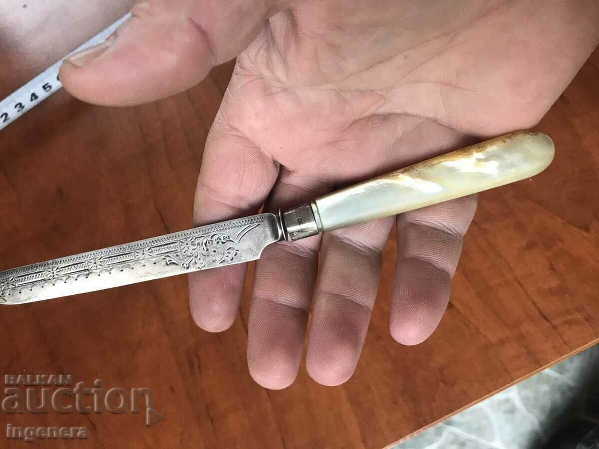Auction KNIFE SERVICE ORNAMENTS MOTHER OF PEARL SILVER PLATED Auction KNIFE SERVICE ORNAMENTS MOTHER OF PEARL SILVER PLATED