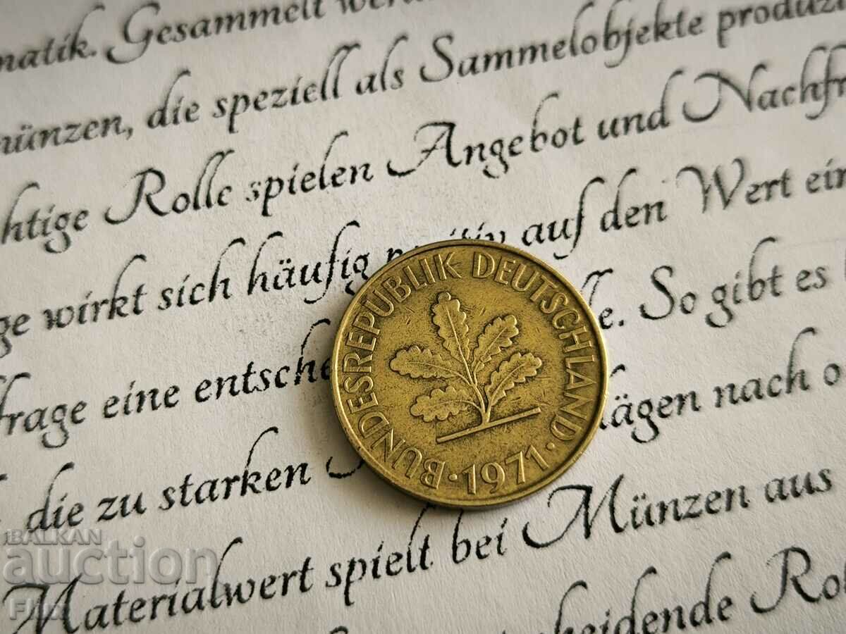 Κέρμα - Γερμανία - 10 Pfennig | 1971; σειρά G με τιμή 0.95 BGN | € 0.49 Κέρμα - Γερμανία - 10 Pfennig | 1971; σειρά G με τιμή 0.95 BGN | € 0.49