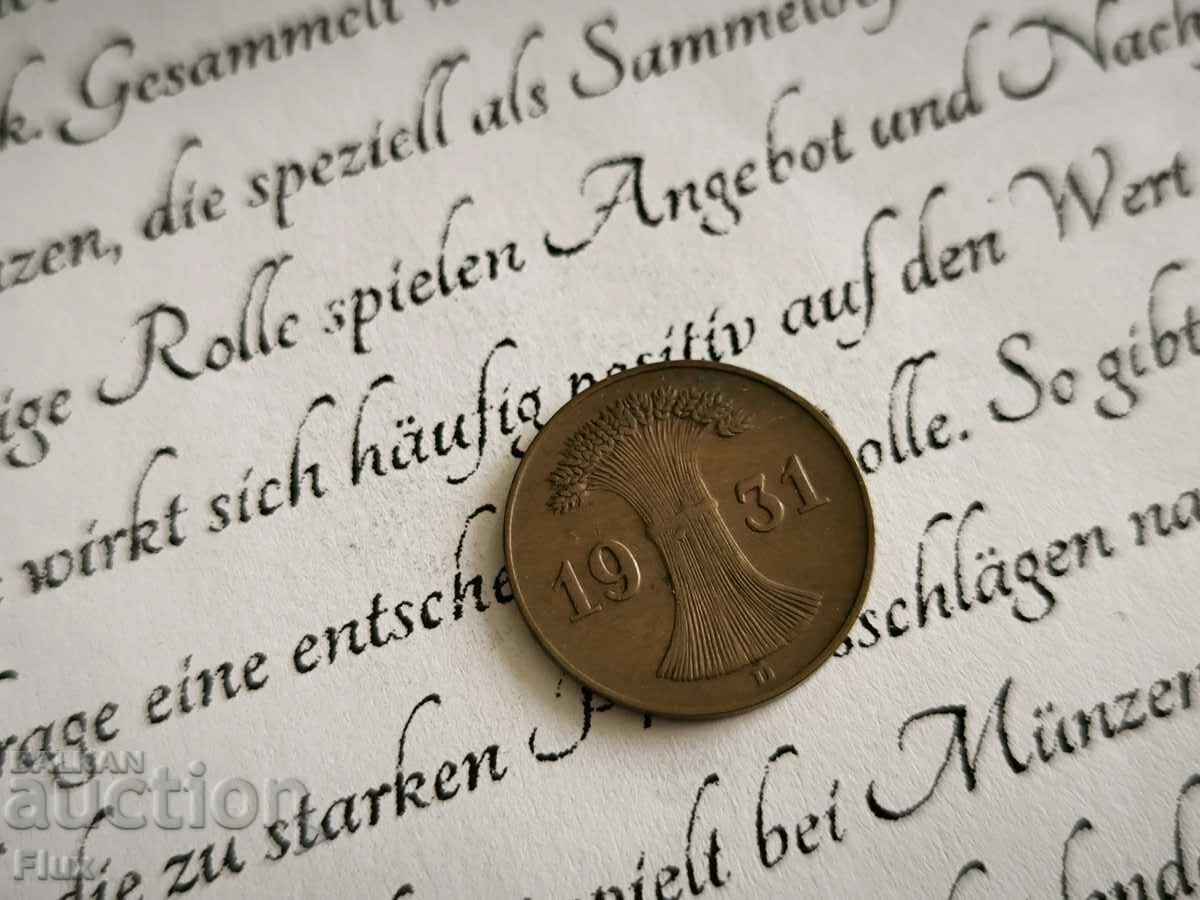 Reich Coin - Germany - 1 Pfennig | 1931; Series D with price 4.00 BGN | € 2.05