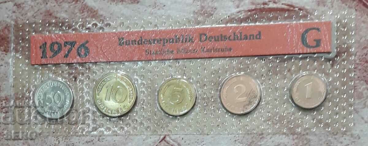 Germania-SET 1976 G-Karlsruhe- 5 monede-mat-lucius