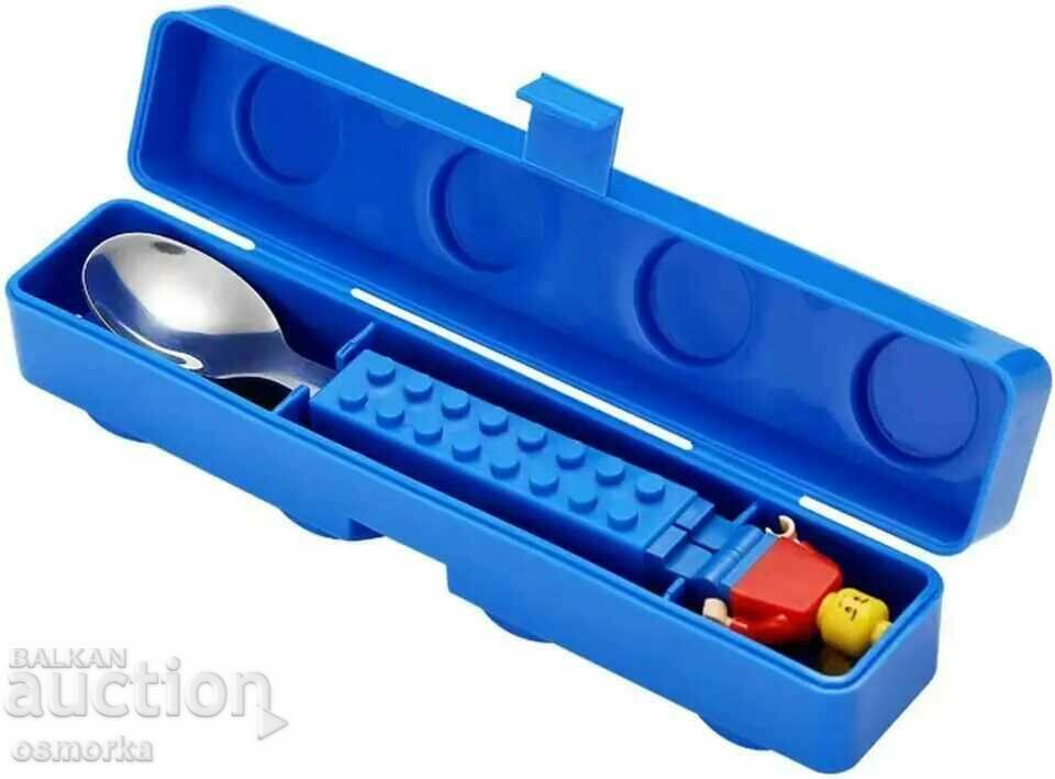 Spoon and fork with a handle in the shape of a Lego block - 6 Spoon and fork with a handle in the shape of a Lego block - 6