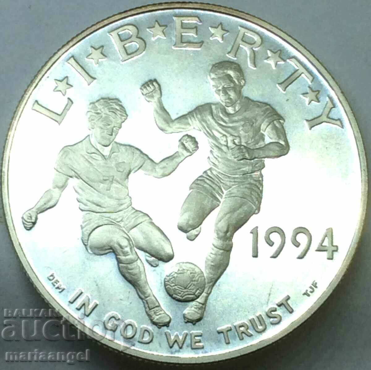 САЩ 1 долар 1994 Футбол - Световен Шампионат PROOF 26,74г Ag
