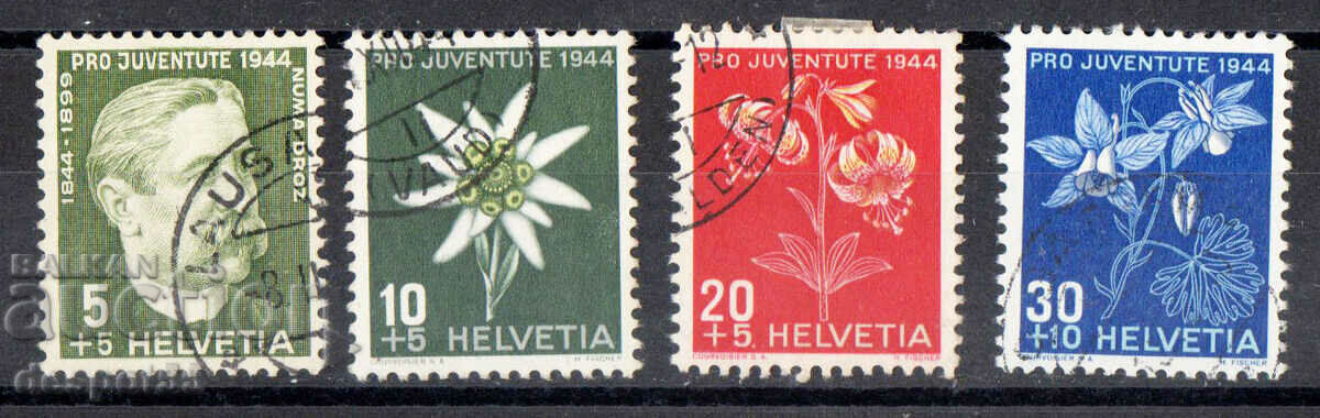 1944. Switzerland. Pro Juventute - Numa Droz - Flowers.