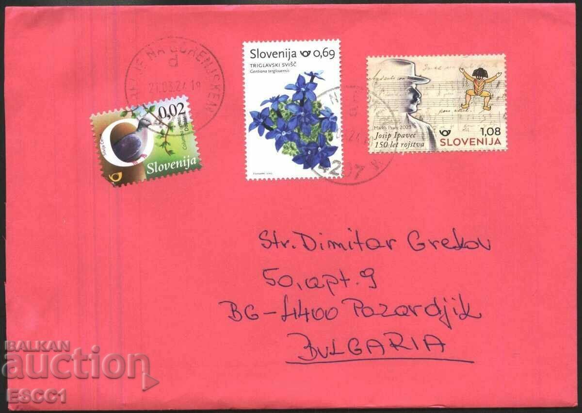 Ταξιδευμένος φάκελος με γραμματόσημα Josip Ipavec 2023 Flowers 2021 Σλοβενία
