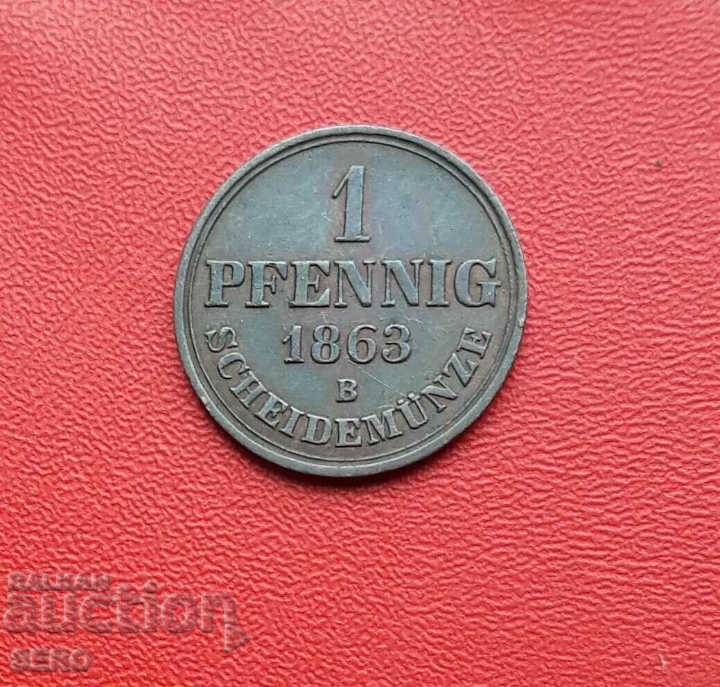 Germania-Hanovra-1 pfennig 1863-lot frumos conservat