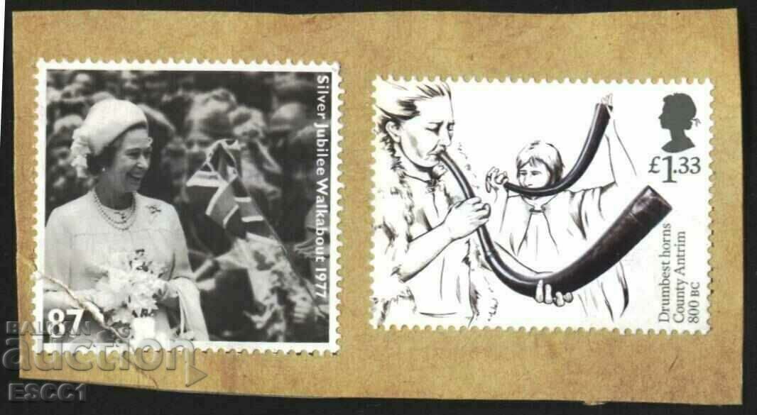 Καθαρά γραμματόσημα Βασίλισσα Ελισάβετ Β' Κέρατα της Μεγάλης Βρετανίας