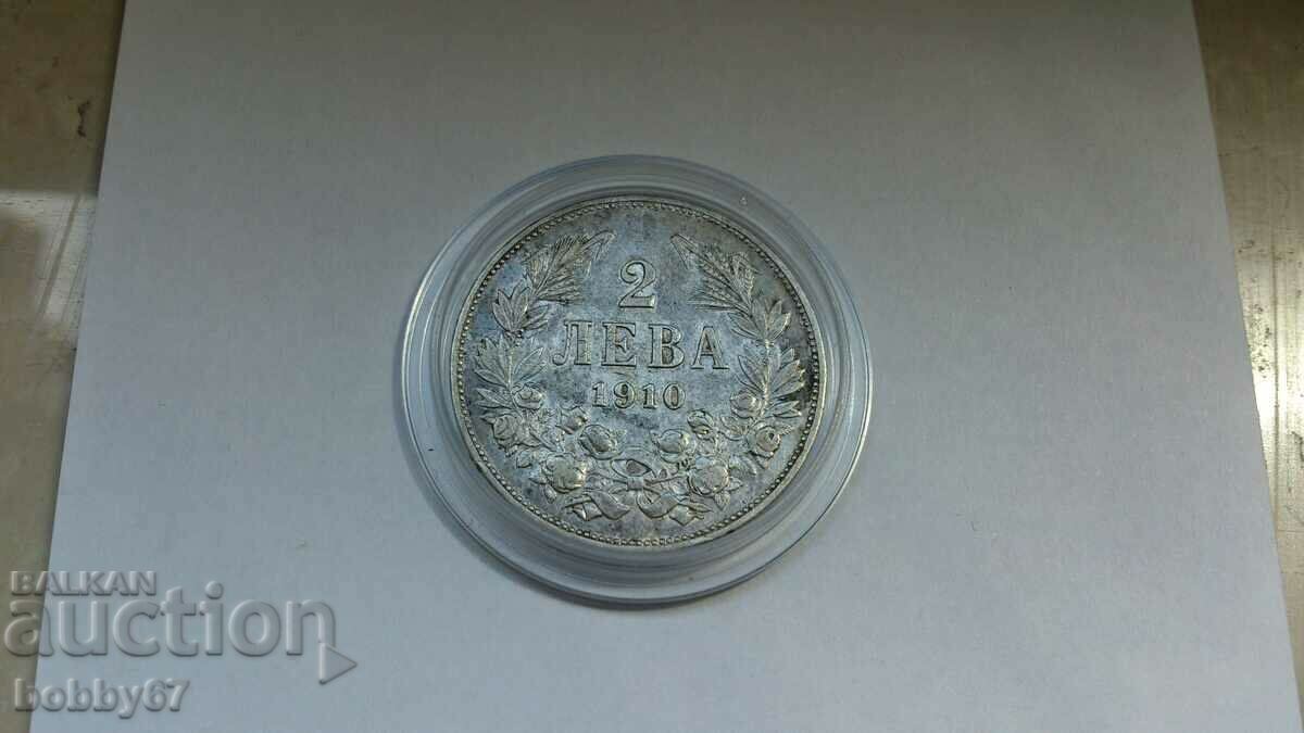 Сребърна монета от 2 лева 1910 година