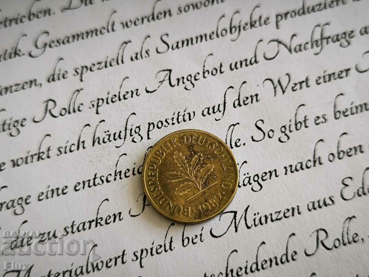 Coin - Germany - 5 Pfennig | 1982; Series D with price 0.80 BGN | € 0.41 Coin - Germany - 5 Pfennig | 1982; Series D with price 0.80 BGN | € 0.41