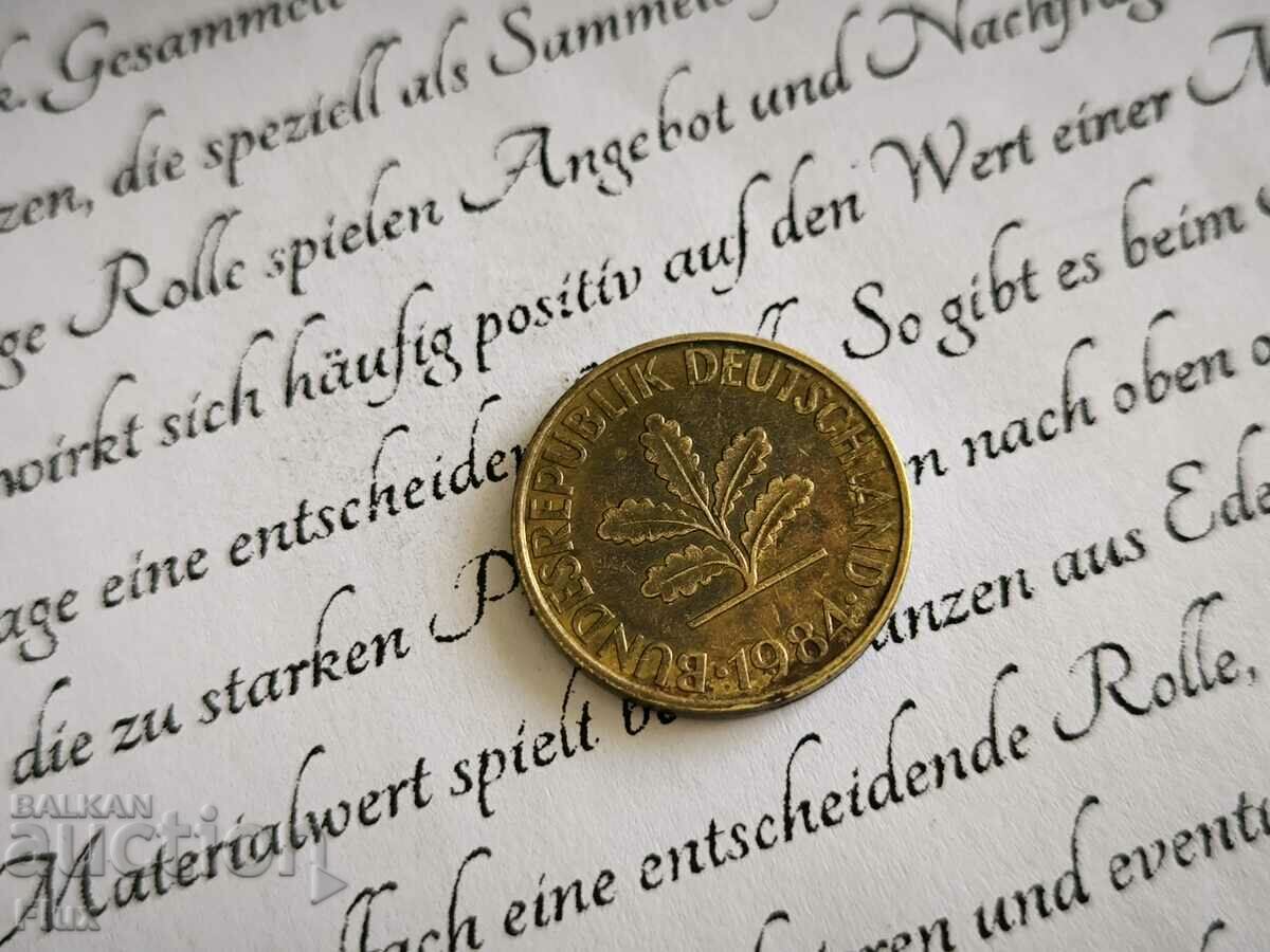 Coin - Germany - 10 Pfennig | 1984; series J with price 0.75 BGN | € 0.38 Coin - Germany - 10 Pfennig | 1984; series J with price 0.75 BGN | € 0.38