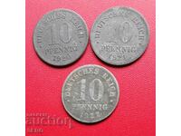 Germany--lot 3x10 pfennig 1920,1921,1922