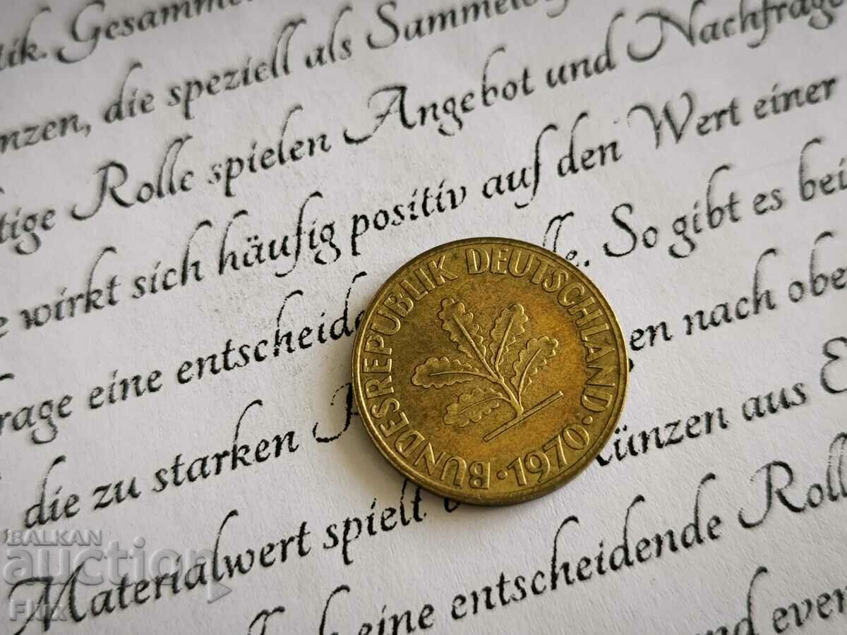 Coin - Germany - 10 Pfennig | 1970; series J with price 0.90 BGN | € 0.46 Coin - Germany - 10 Pfennig | 1970; series J with price 0.90 BGN | € 0.46