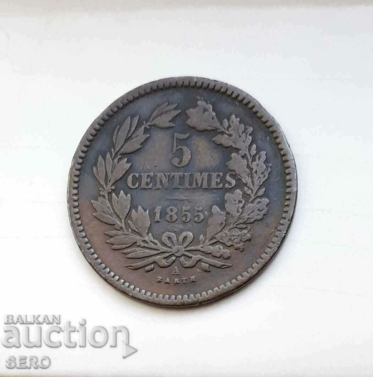 Luxembourg-5 cents 1855