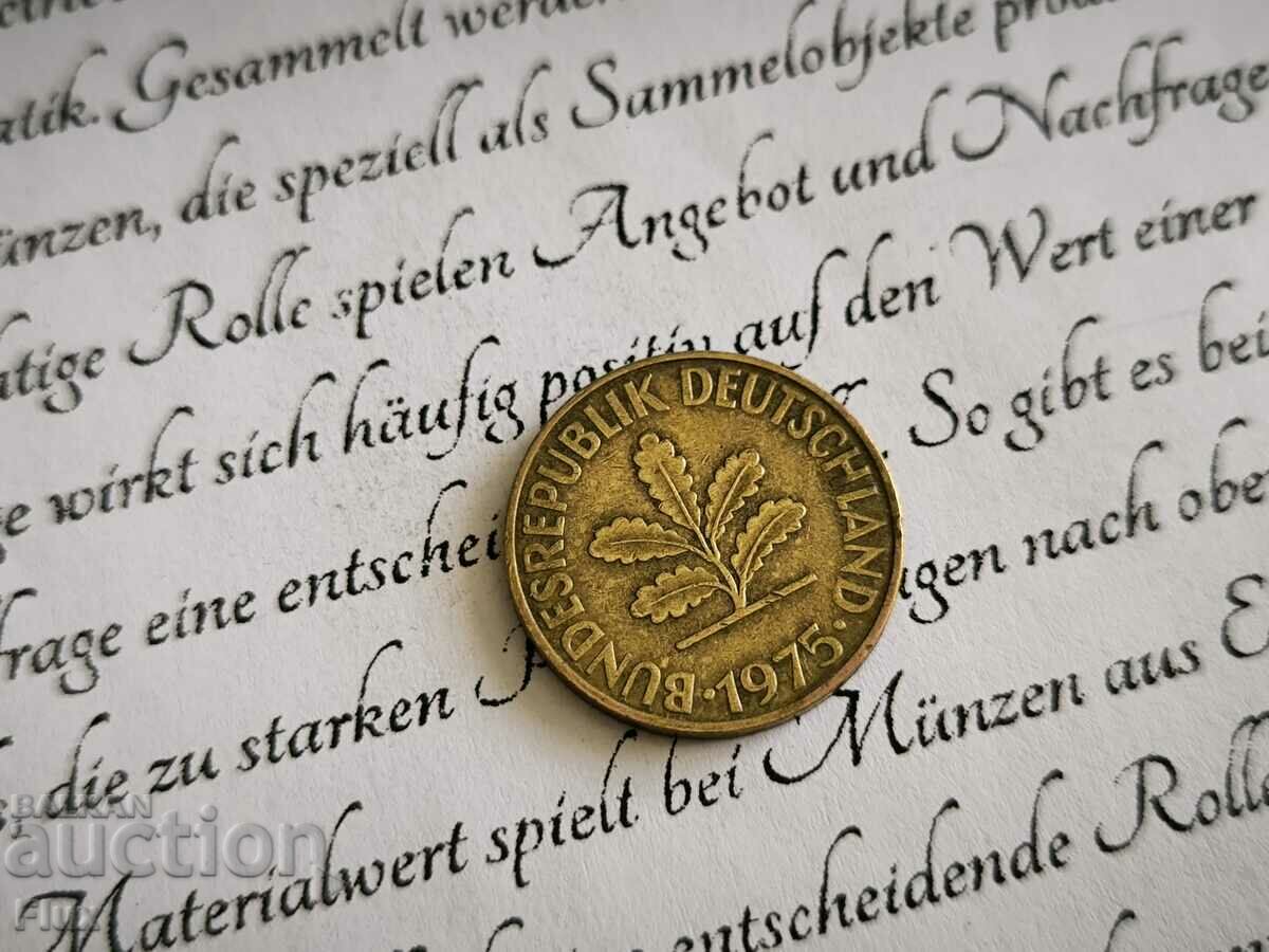 Coin - Germany - 10 Pfennig | 1975; series J with price 0.85 BGN | € 0.43 Coin - Germany - 10 Pfennig | 1975; series J with price 0.85 BGN | € 0.43