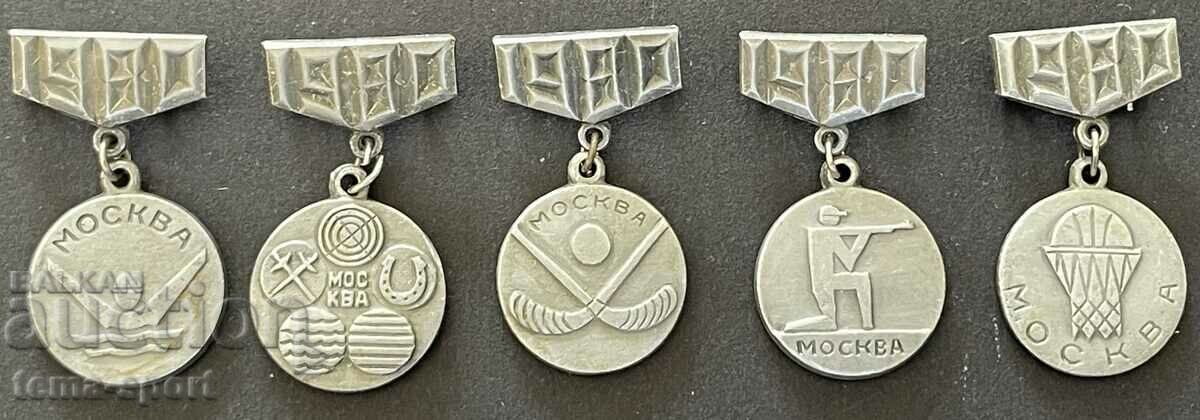 487 URSS lot de 5 semne olimpice Jocurile Olimpice de la Moscova 1980.