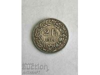 сребърна монета 2 франка Швейцария 1914 сребро