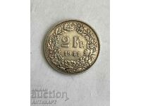 monedă de argint 2 franci Elveția argint 1941