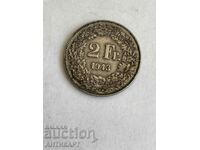 monedă de argint 2 franci Elveția argint 1943