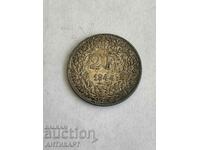 сребърна монета 2 франка Швейцария 1944 сребро