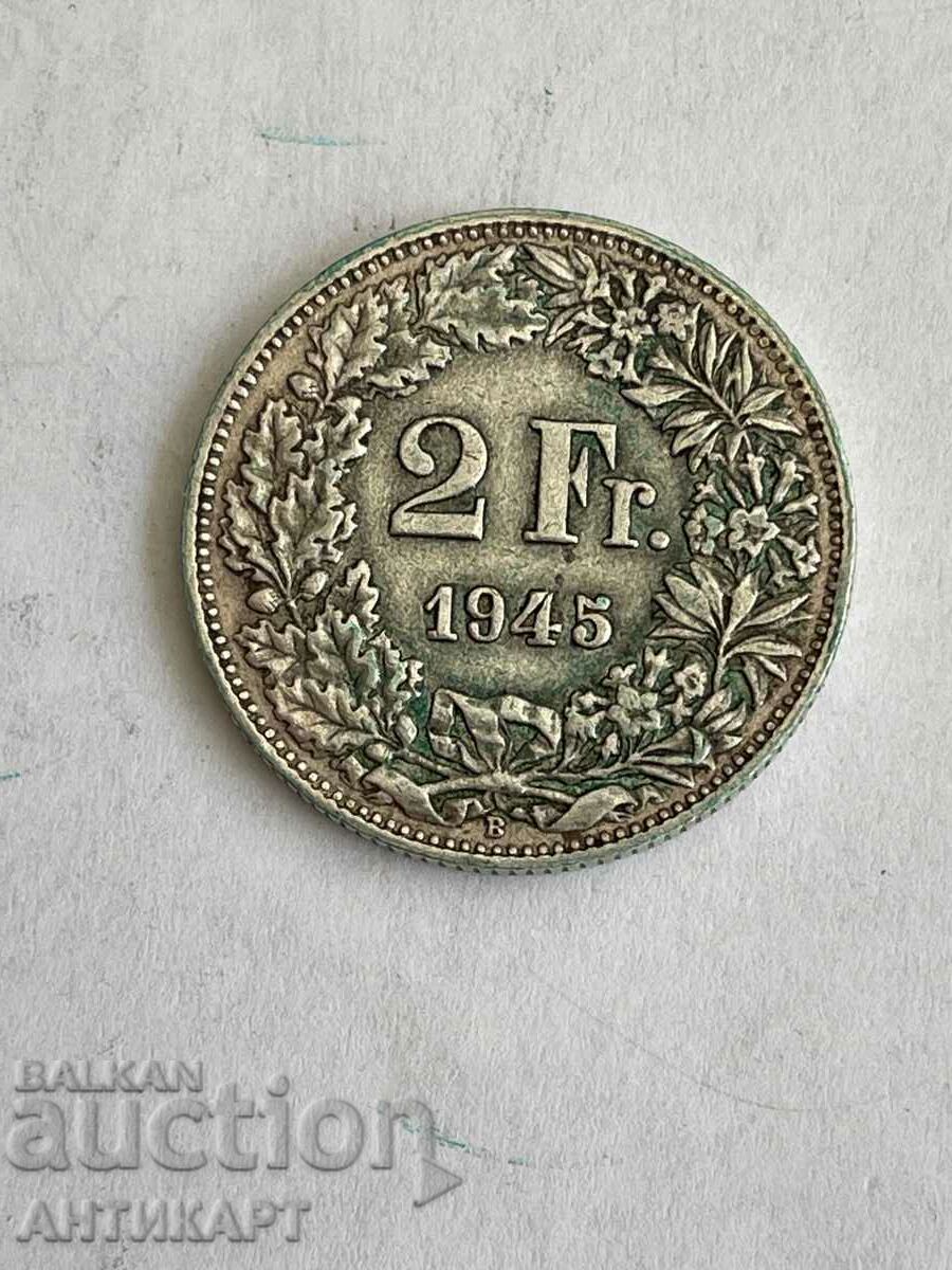 ασημένιο νόμισμα 2 φράγκων Ελβετία 1945 ασήμι