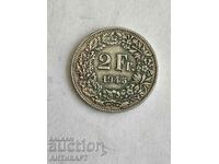 monedă de argint 2 franci Elveția argint 1945