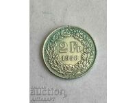 monedă de argint 2 franci Elveția argint 1958