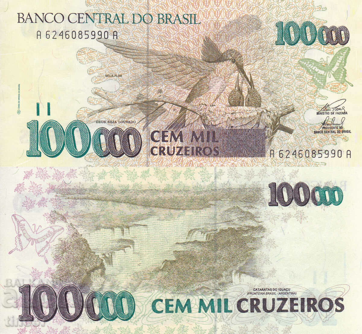 tino37- BRAZIL - 100000 CRUZEIROS - 1993 - UNC
