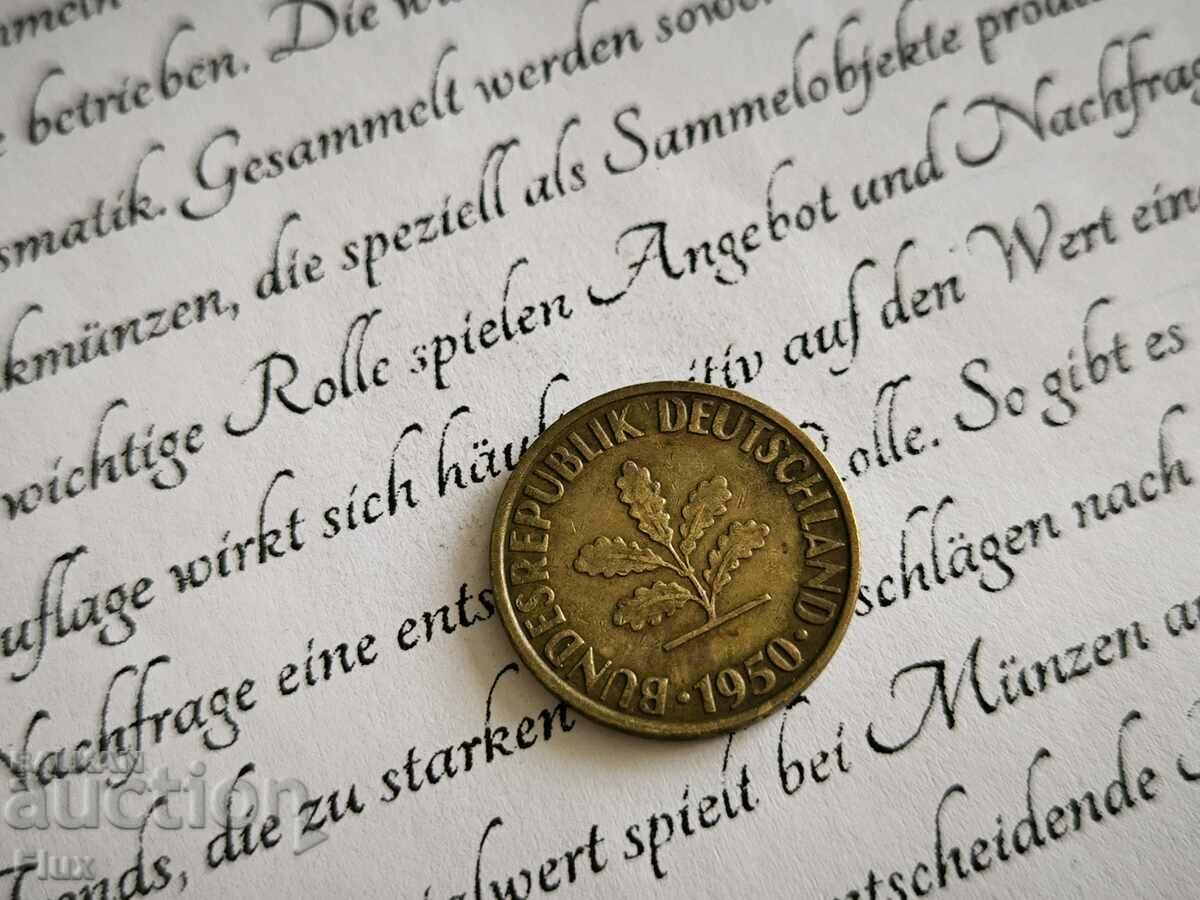 Coin - Germany - 10 Pfennig | 1950; series J with price 1.10 BGN | € 0.56 Coin - Germany - 10 Pfennig | 1950; series J with price 1.10 BGN | € 0.56