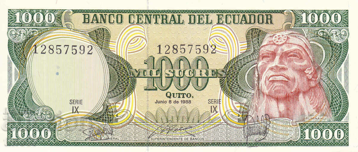 tino37- ECUADOR - 1000 SUCRES - 1988- AU with price 12.90 BGN | € 6.60 tino37- ECUADOR - 1000 SUCRES - 1988- AU with price 12.90 BGN | € 6.60