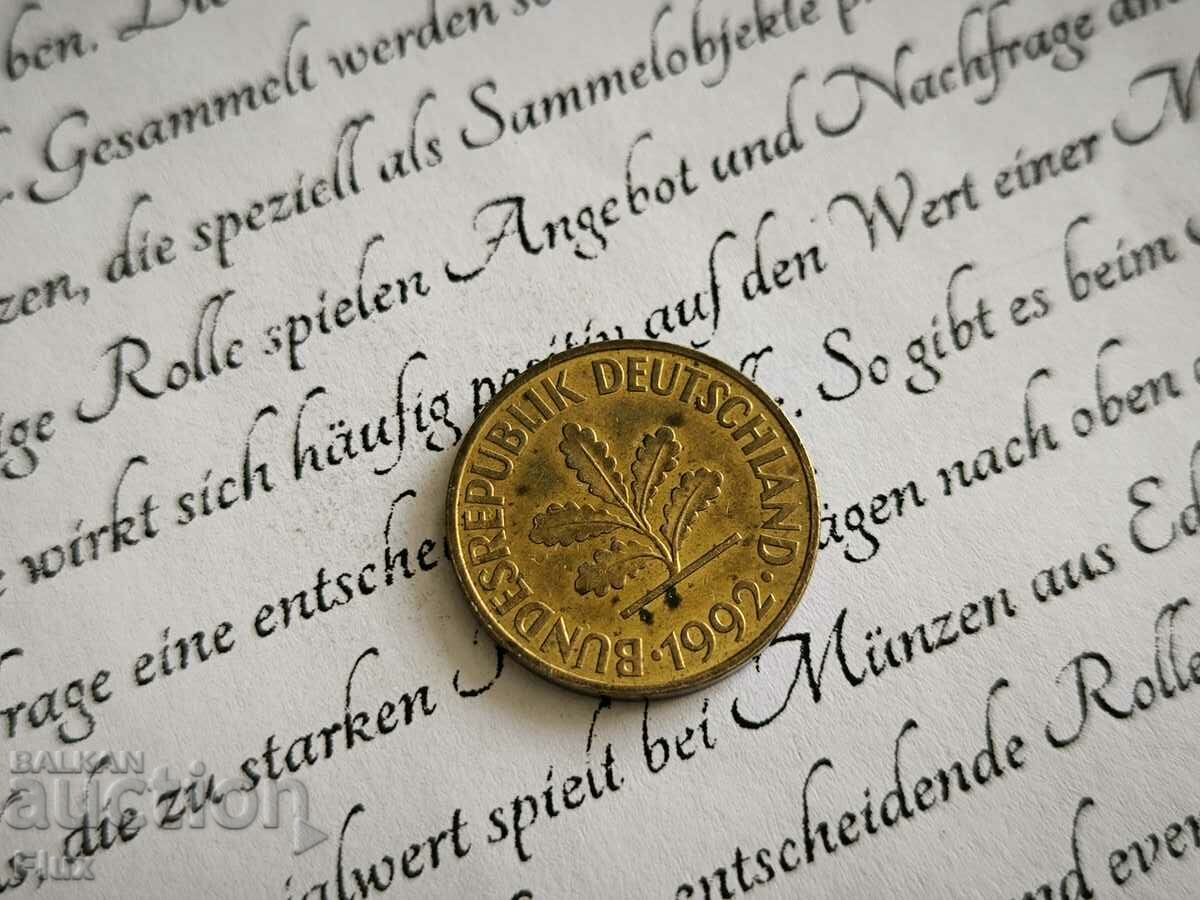 Coin - Germany - 10 Pfennig | 1992; series G with price 0.80 BGN | € 0.41 Coin - Germany - 10 Pfennig | 1992; series G with price 0.80 BGN | € 0.41