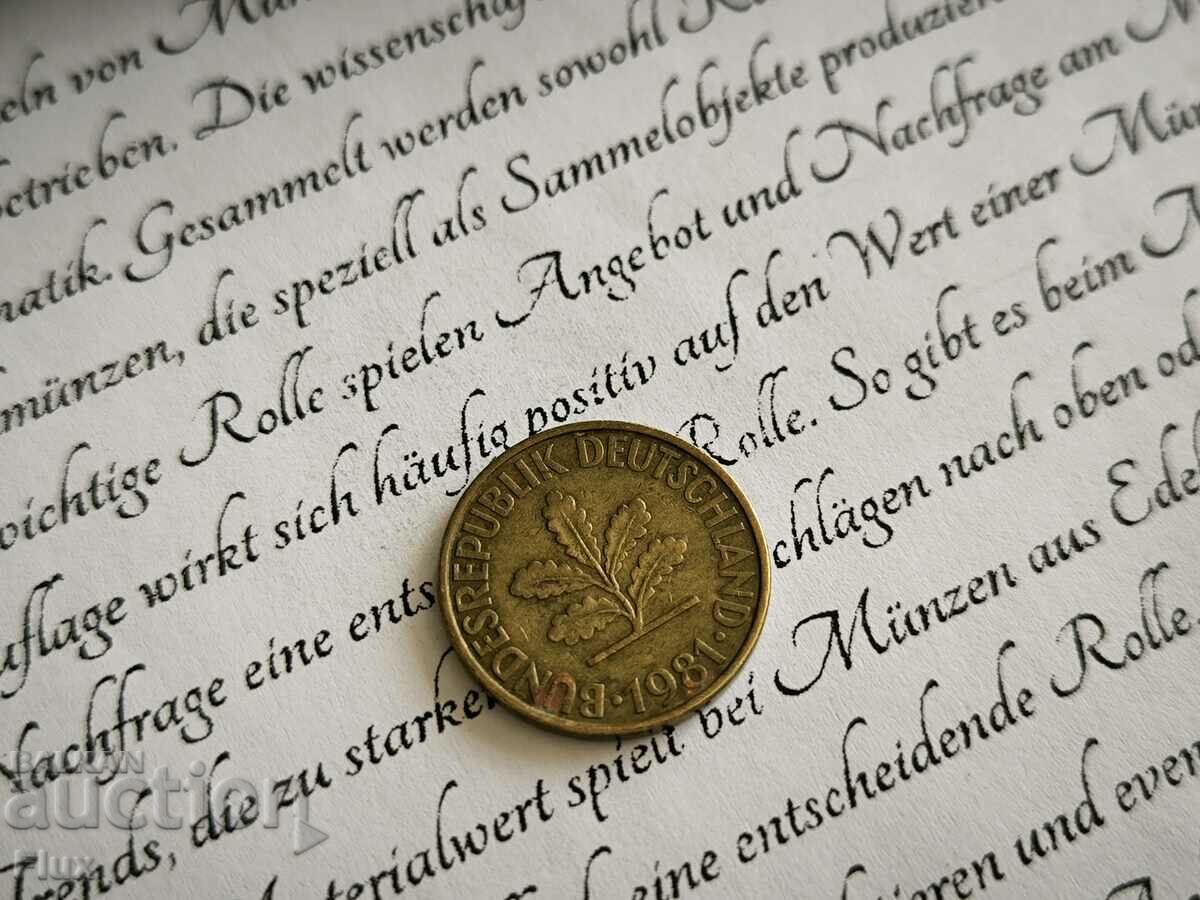 Coin - Germany - 10 Pfennig | 1981; Series D with price 0.85 BGN | € 0.43 Coin - Germany - 10 Pfennig | 1981; Series D with price 0.85 BGN | € 0.43