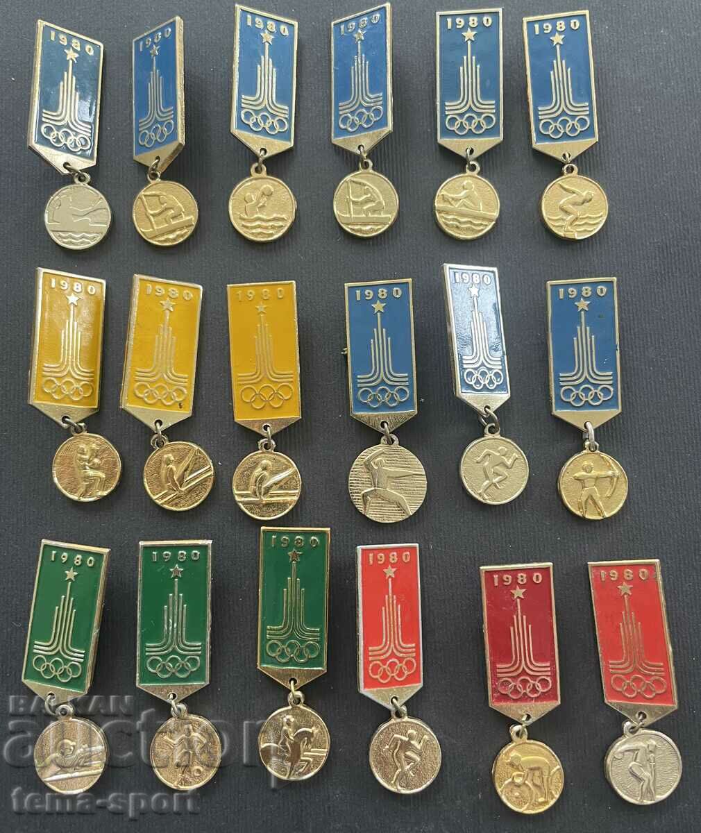 499 USSR lot of 18 Olympic signs Olympics Moscow 1980.
