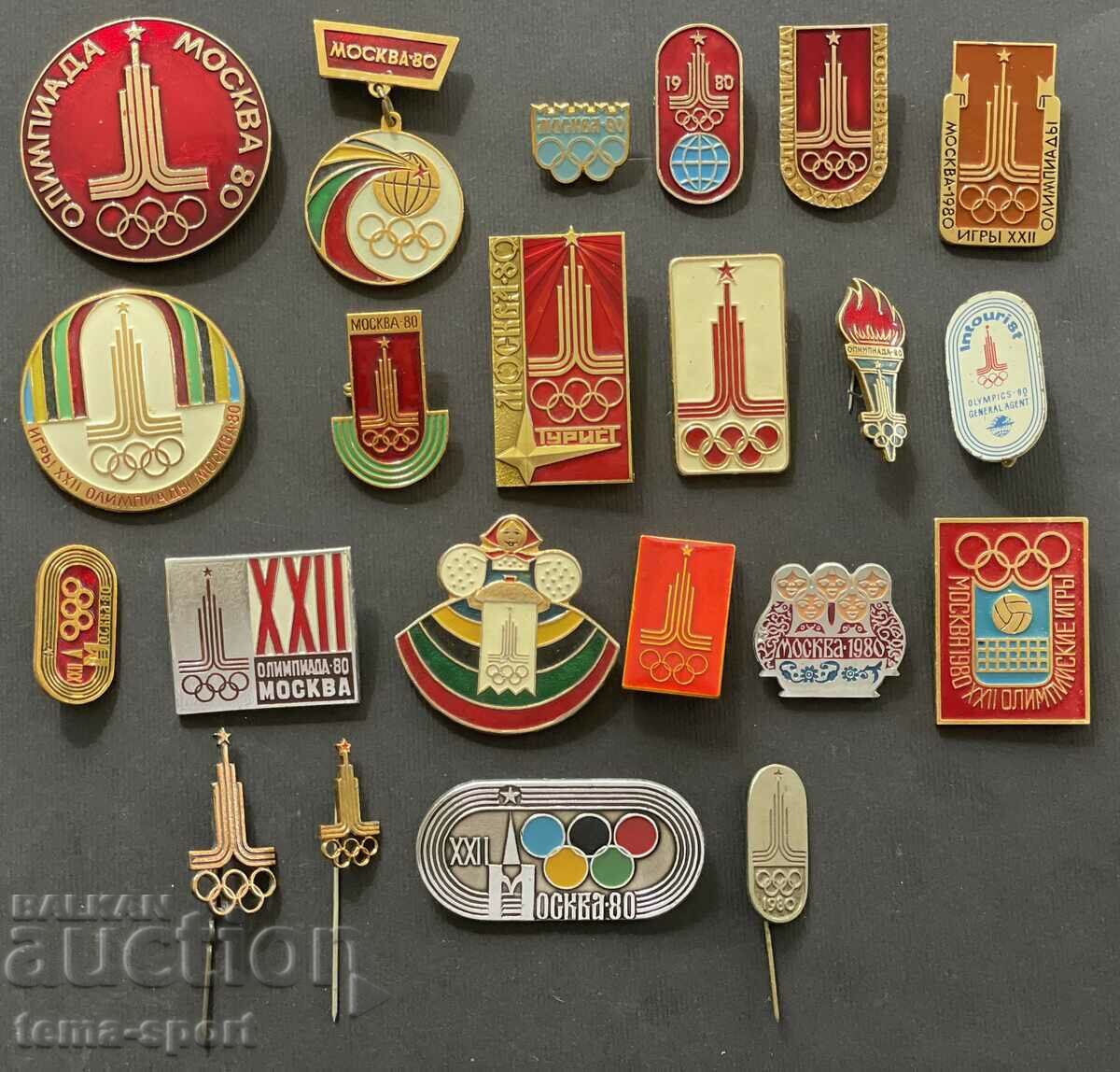 500 USSR lot of 22 Olympic signs Olympics Moscow 1980.