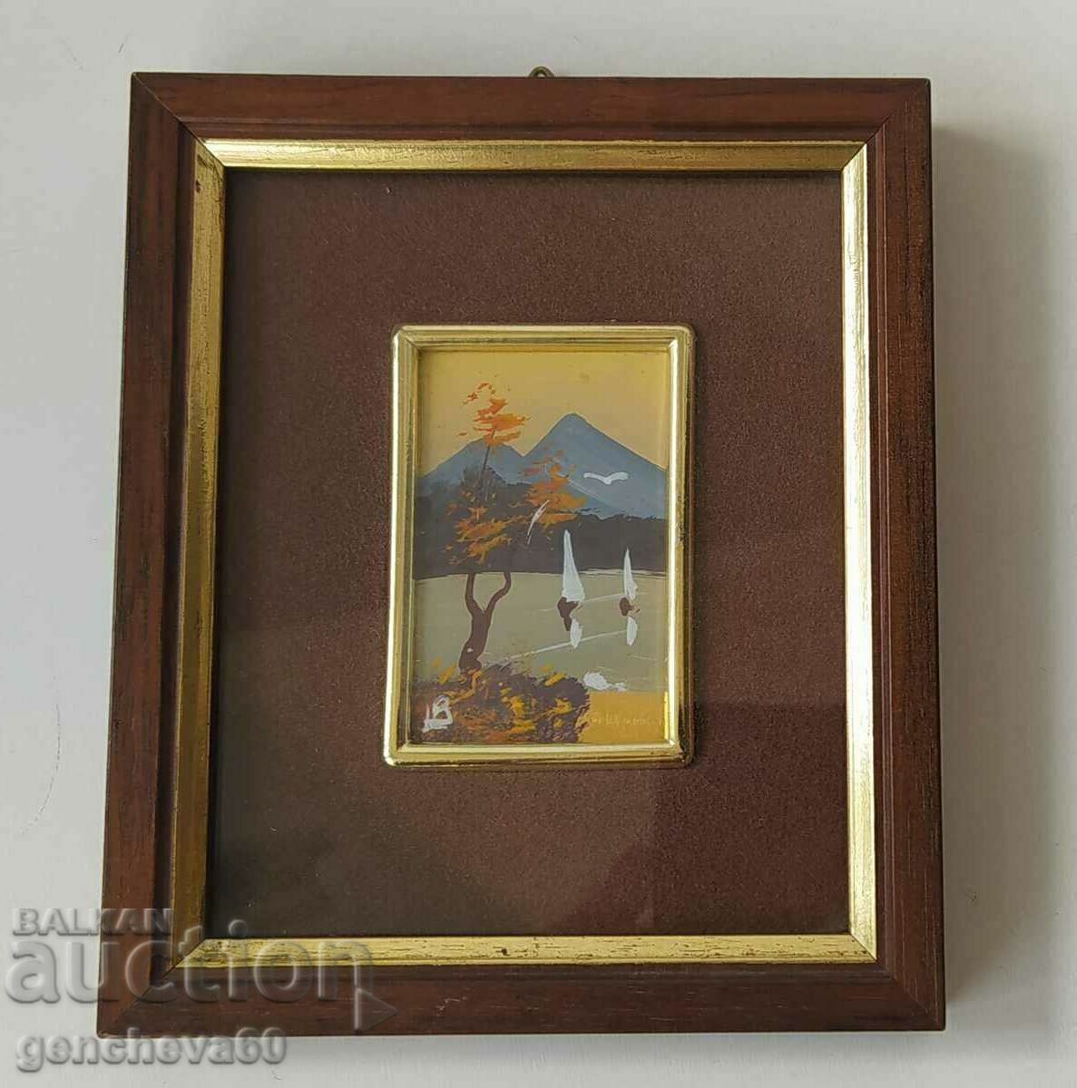 Auction Painting landscape gold foil certificate, signature Auction Painting landscape gold foil certificate, signature