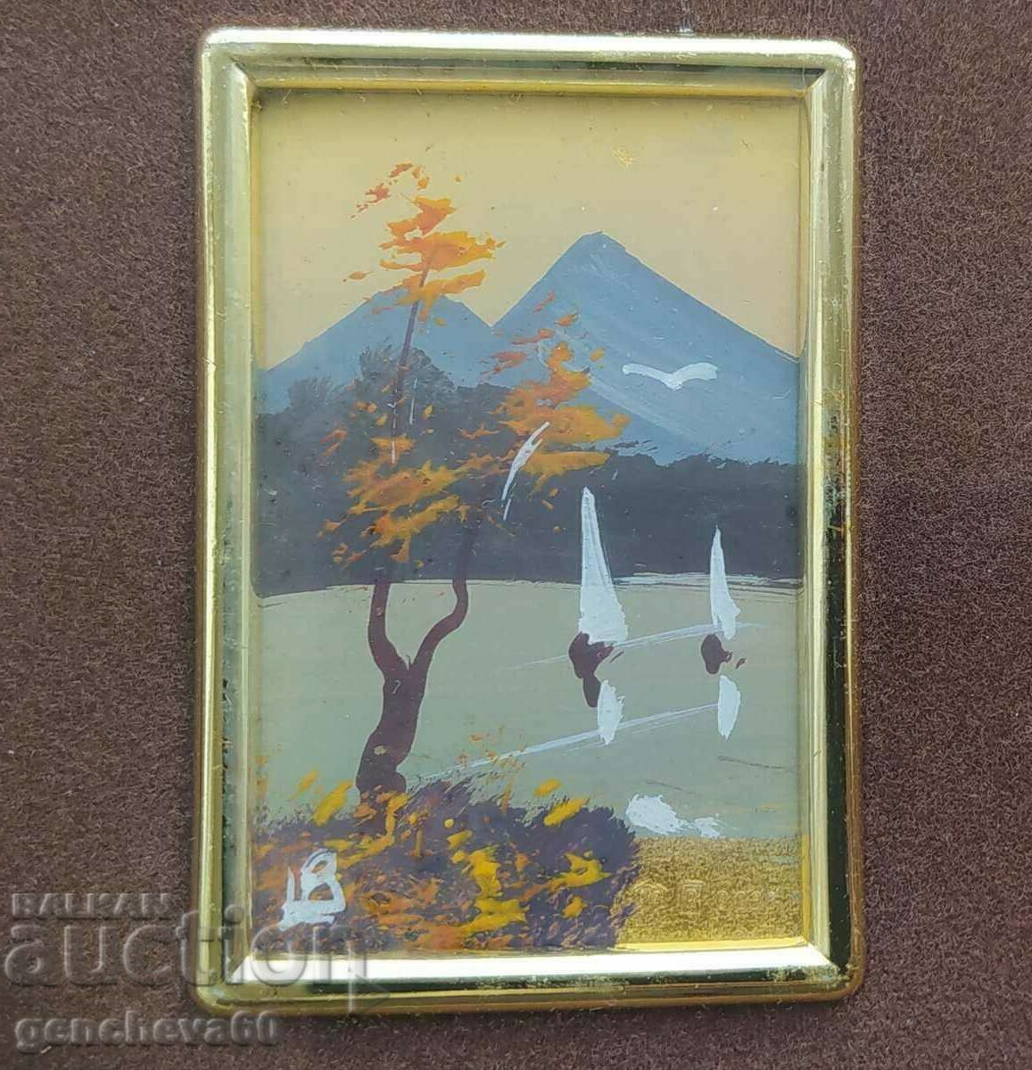 Delivery of Painting landscape gold foil certificate, signature Delivery of Painting landscape gold foil certificate, signature