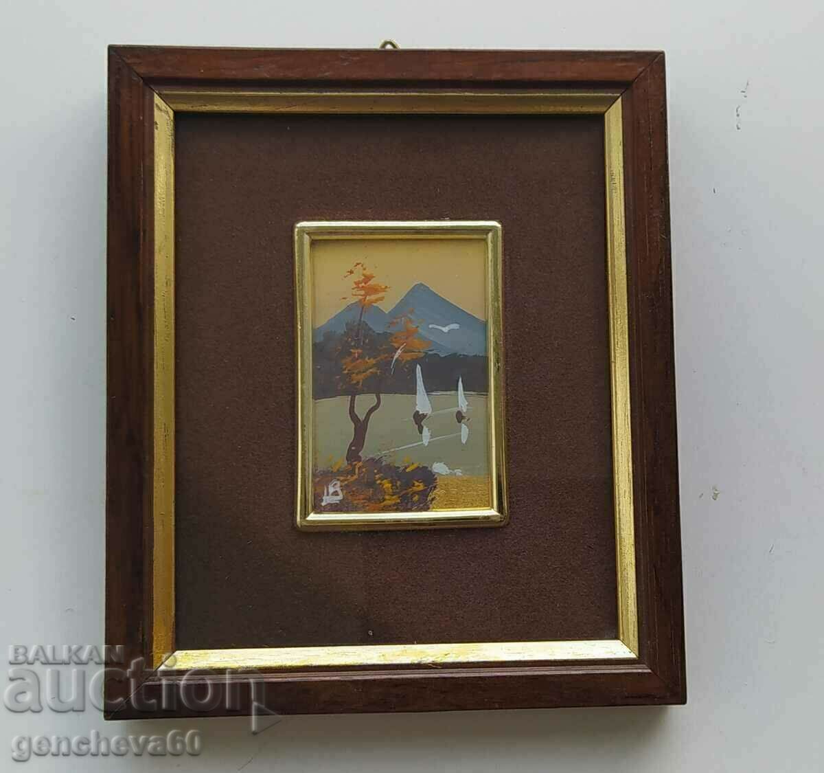 Painting landscape gold foil certificate, signature Painting landscape gold foil certificate, signature