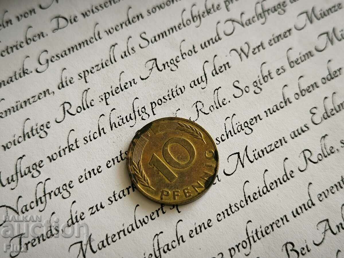 Монета - Германия - 10 пфенига | 1990г.; серия J