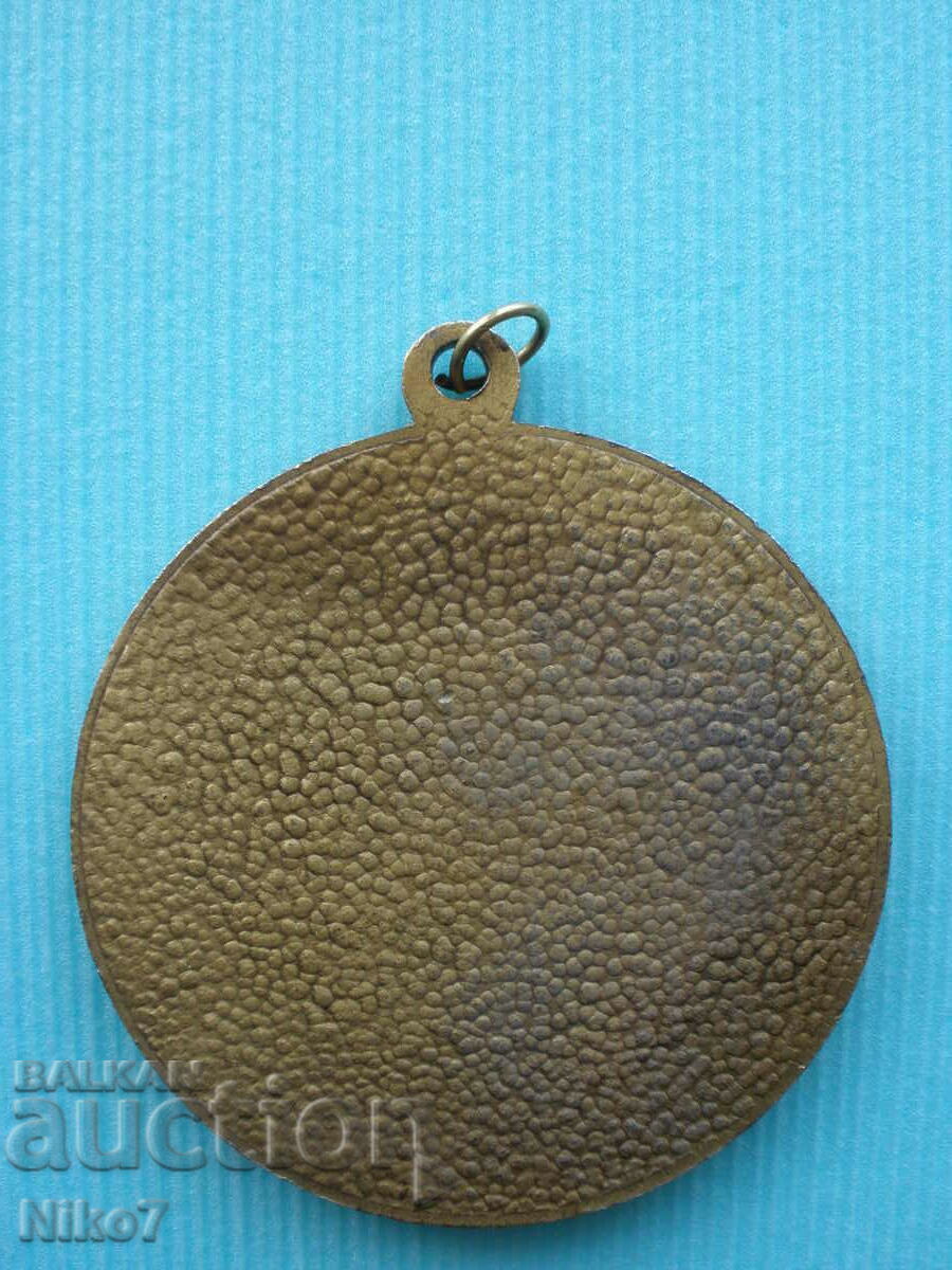 Ογκώδες, παλιό, χάλκινο μετάλλιο - θέμα κυνηγιού. - 5